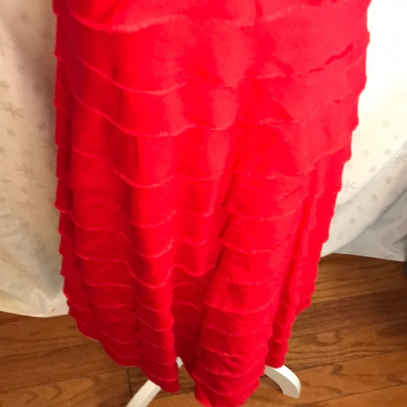 J Crew tiered linen red midi dress EUC - Picture 5 of 6